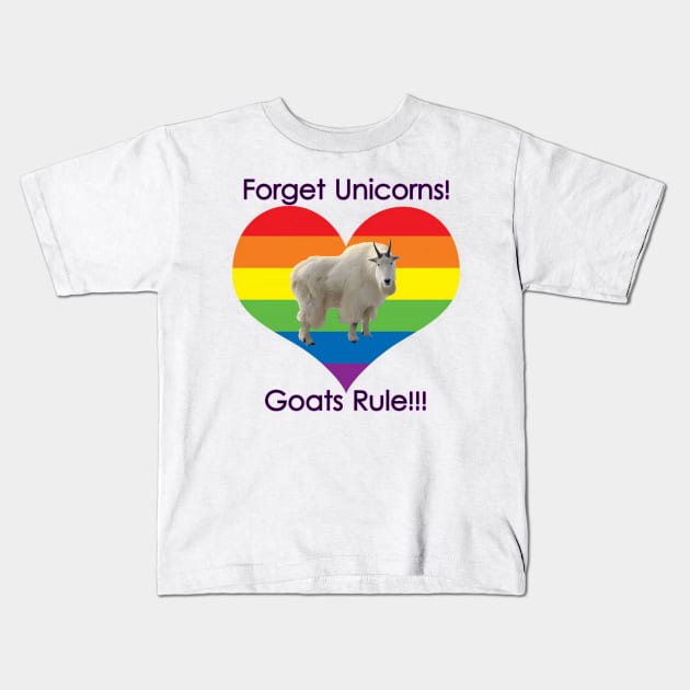 Forget Unicorns, Goats Rule! Kids T-Shirt by Discotish